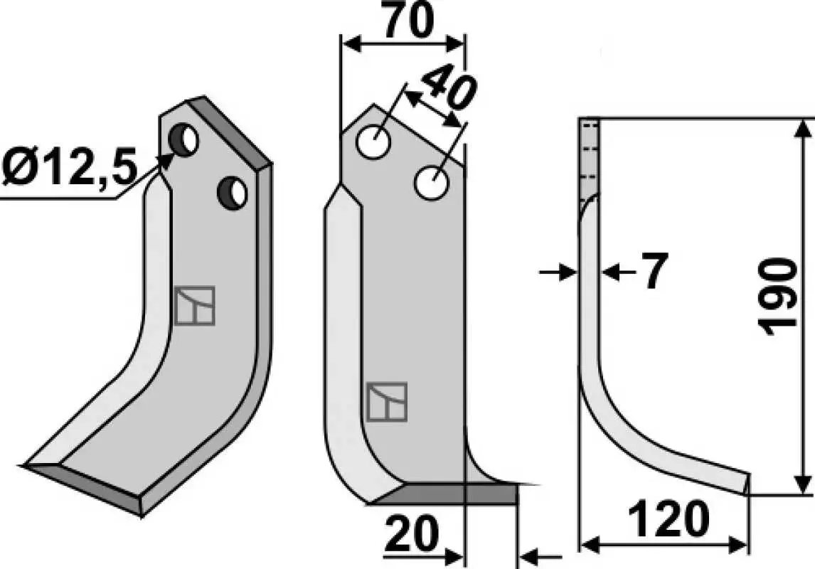 Fräsmesser 190x70mm, rechts